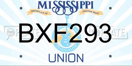 BXF293 Mississippi License Plate