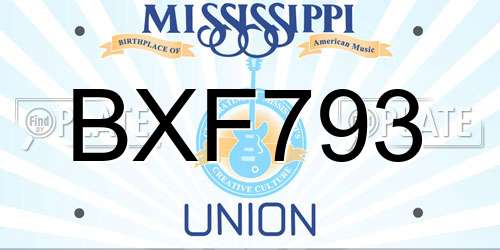 BXF793 Mississippi License Plate