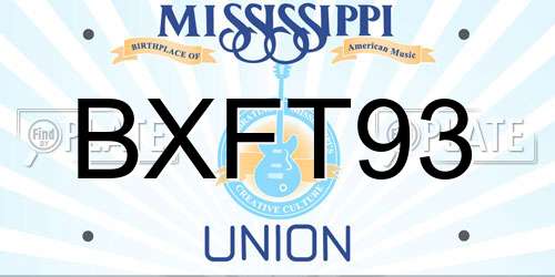 BXFT93 Mississippi License Plate