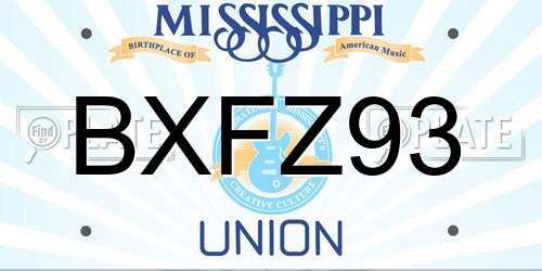 BXFZ93 Mississippi License Plate