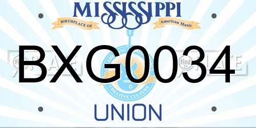 BXG0034 Mississippi License Plate