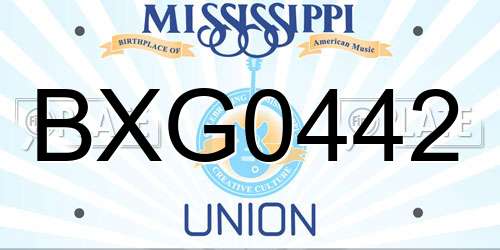 BXG0442 Mississippi License Plate