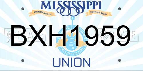 BXH1959 Mississippi License Plate