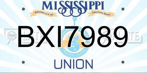 BXI7989 Mississippi License Plate