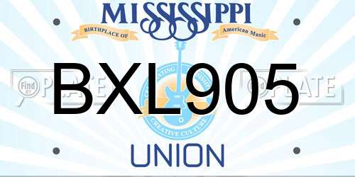 BXL905 Mississippi License Plate