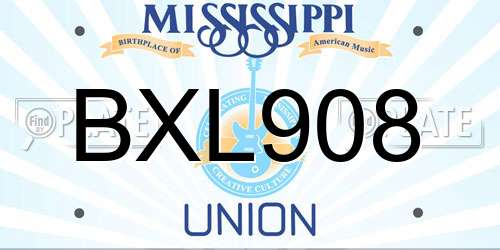 BXL908 Mississippi License Plate