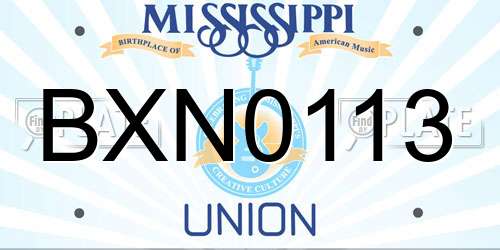 BXN0113 Mississippi License Plate