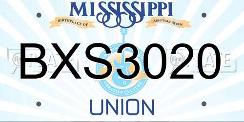 BXS3020 Mississippi License Plate