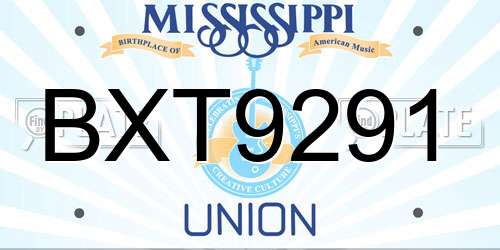 BXT9291 Mississippi License Plate