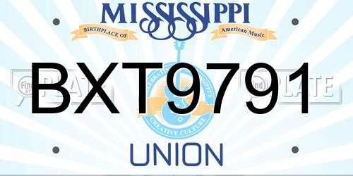 BXT9791 Mississippi License Plate