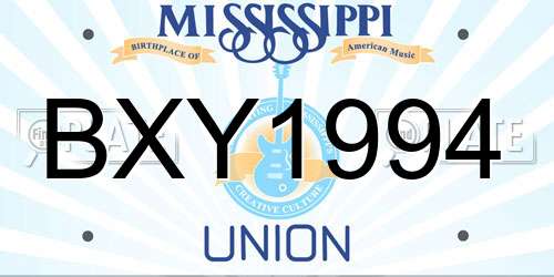BXY1994 Mississippi License Plate