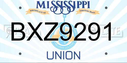BXZ9291 Mississippi License Plate