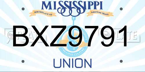 BXZ9791 Mississippi License Plate