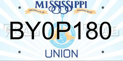 BY0P180 Mississippi License Plate