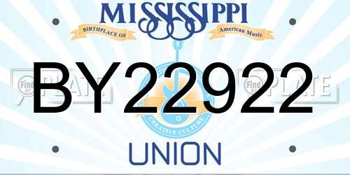 BY22922 Mississippi License Plate