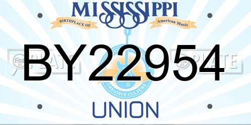 BY22954 Mississippi License Plate