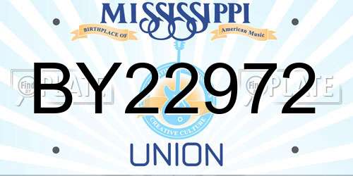 BY22972 Mississippi License Plate