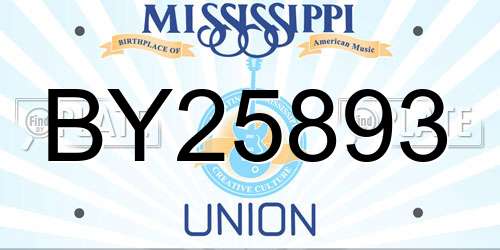 BY25893 Mississippi License Plate