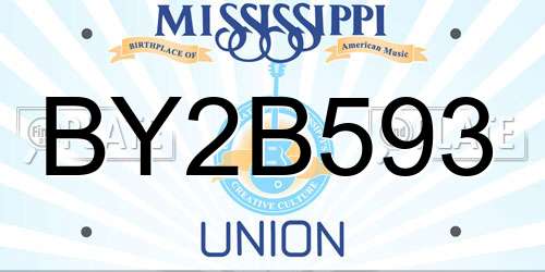 BY2B593 Mississippi License Plate