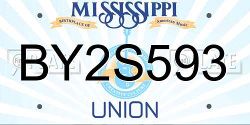 BY2S593 Mississippi License Plate