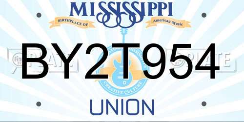 BY2T954 Mississippi License Plate