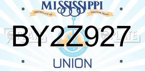 BY2Z927 Mississippi License Plate
