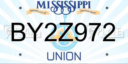 BY2Z972 Mississippi License Plate