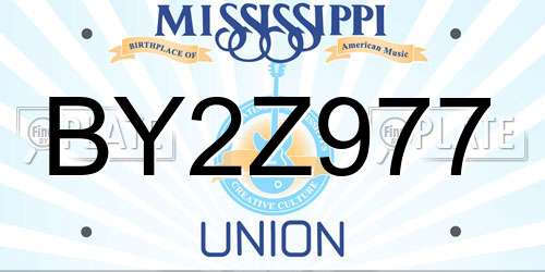 BY2Z977 Mississippi License Plate