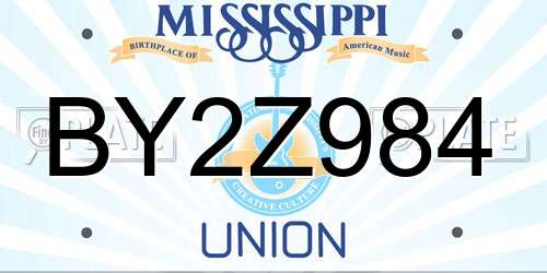 BY2Z984 Mississippi License Plate