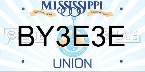 BY3E3E Mississippi License Plate