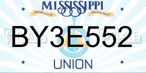 BY3E552 Mississippi License Plate