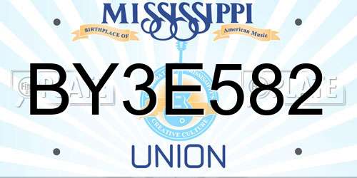 BY3E582 Mississippi License Plate