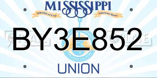 BY3E852 Mississippi License Plate