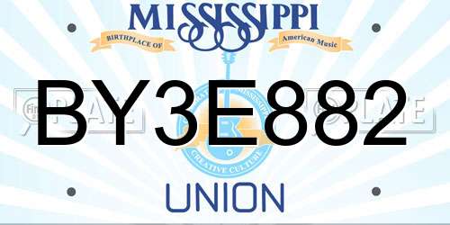 BY3E882 Mississippi License Plate