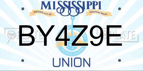BY4Z9E Mississippi License Plate