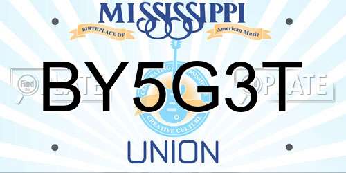BY5G3T Mississippi License Plate
