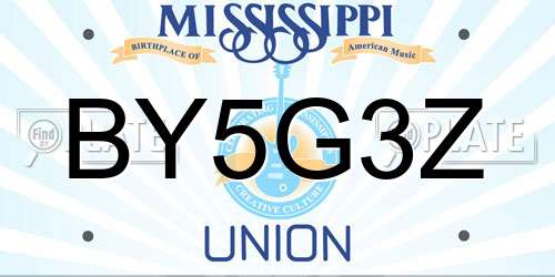 BY5G3Z Mississippi License Plate