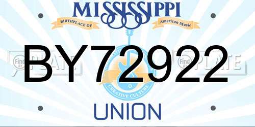 BY72922 Mississippi License Plate