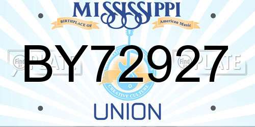 BY72927 Mississippi License Plate
