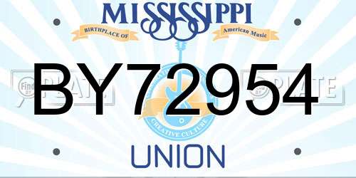 BY72954 Mississippi License Plate