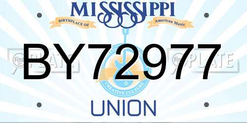 BY72977 Mississippi License Plate