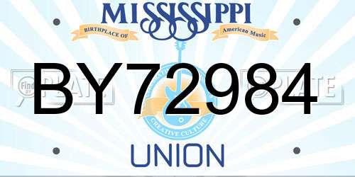 BY72984 Mississippi License Plate