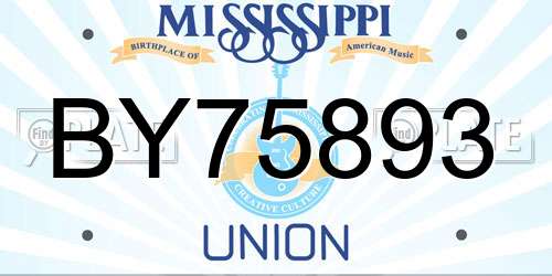 BY75893 Mississippi License Plate