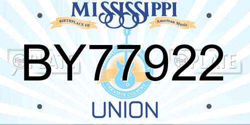 BY77922 Mississippi License Plate