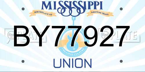 BY77927 Mississippi License Plate
