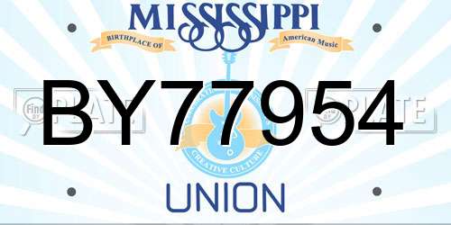 BY77954 Mississippi License Plate