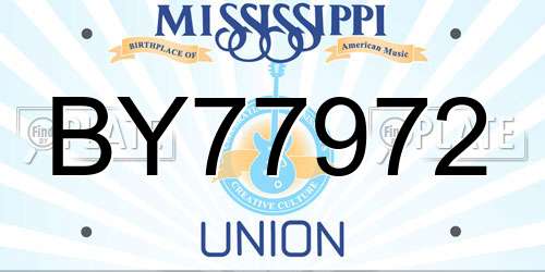 BY77972 Mississippi License Plate