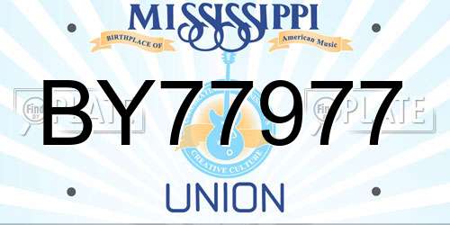 BY77977 Mississippi License Plate