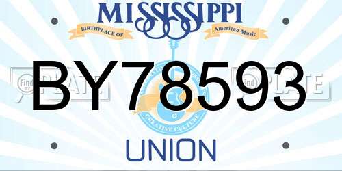 BY78593 Mississippi License Plate