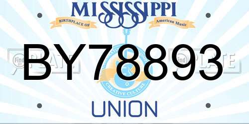 BY78893 Mississippi License Plate